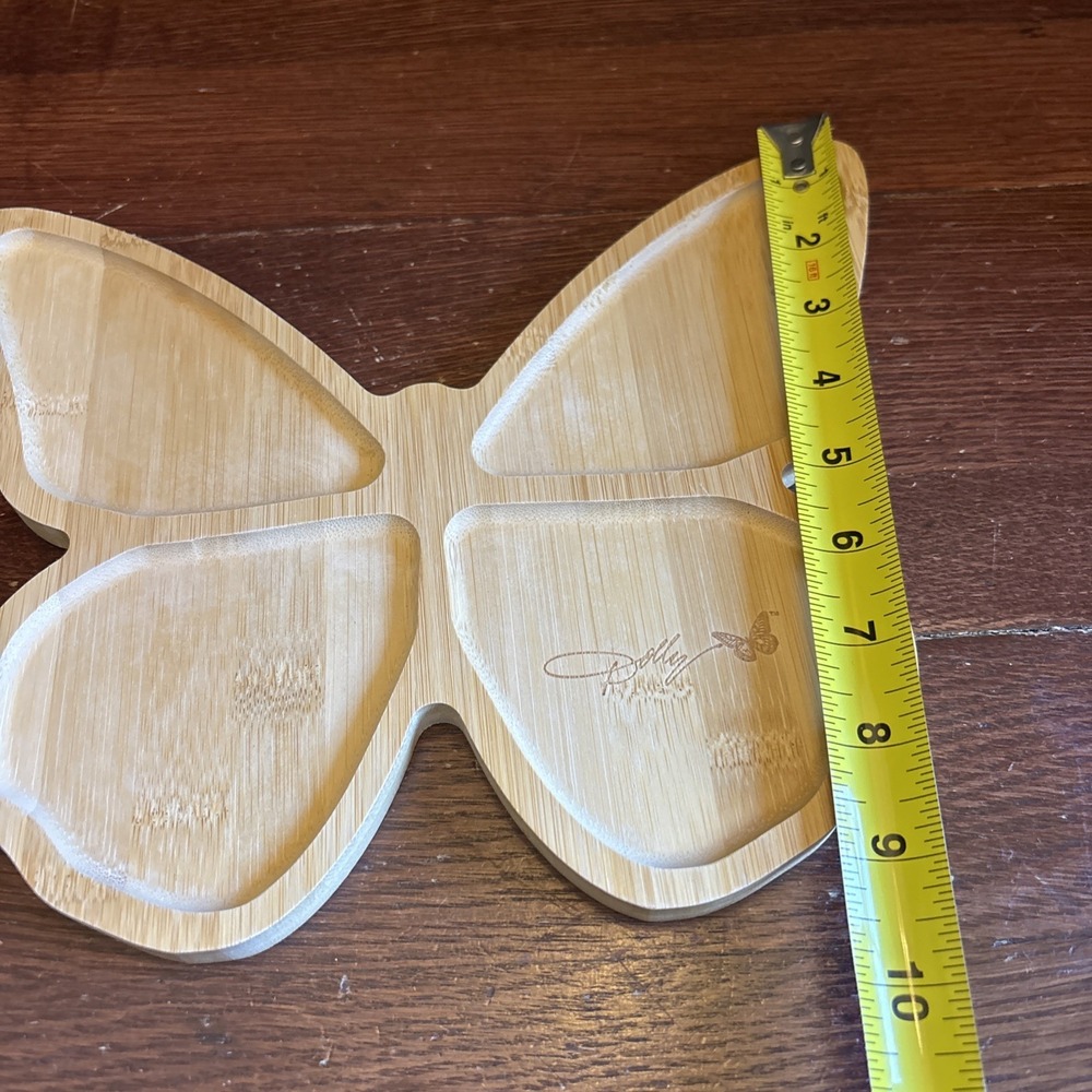 Dolly Butterfly Bamboo Serving Tray 4-Section Divided Charcuterie Board - Picture 4 of 6